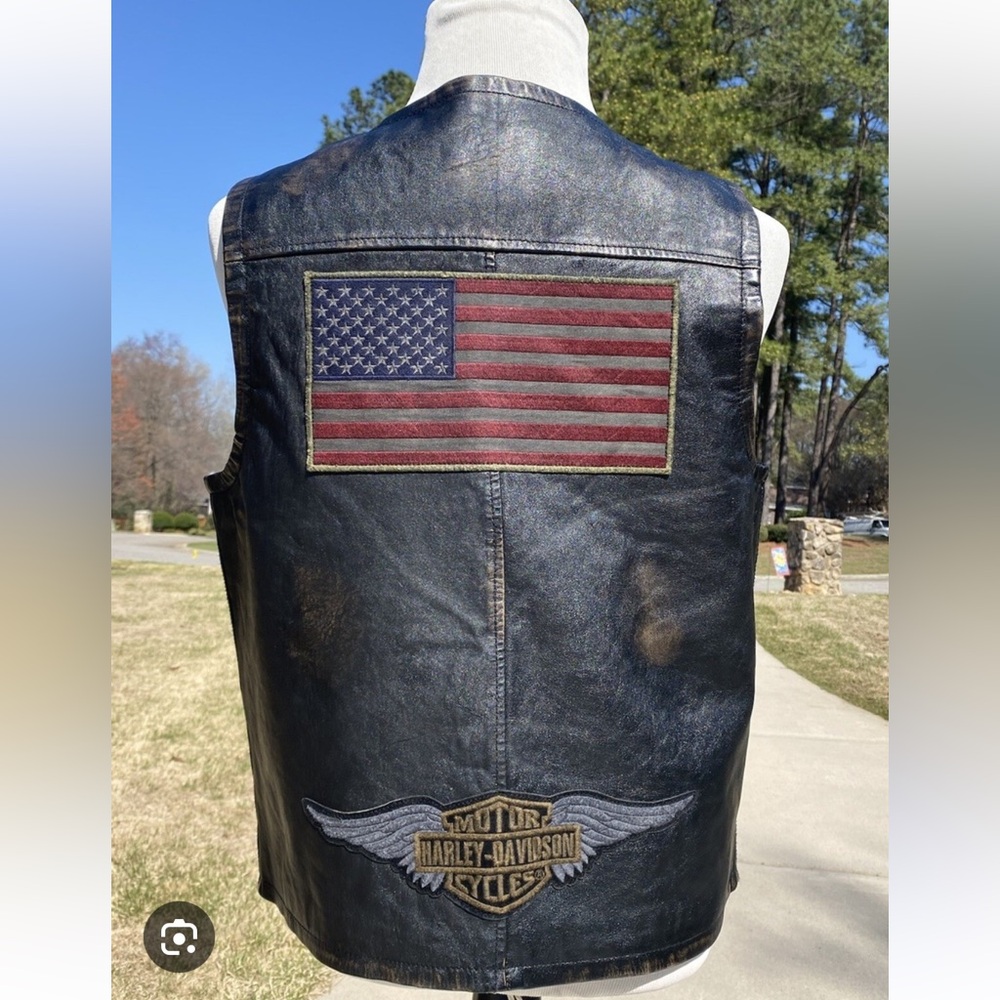 Harley Davidson distressed leather vest patches